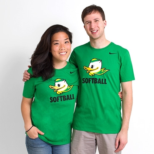 Fighting Duck, Nike, Green, Crew Neck, Cotton, Women, Unisex, Softball, T-Shirt, 117524
